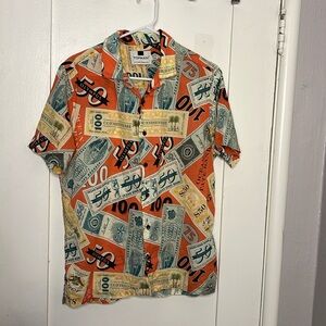 Topman bills button up short sleeve shirt size small light red to peach
